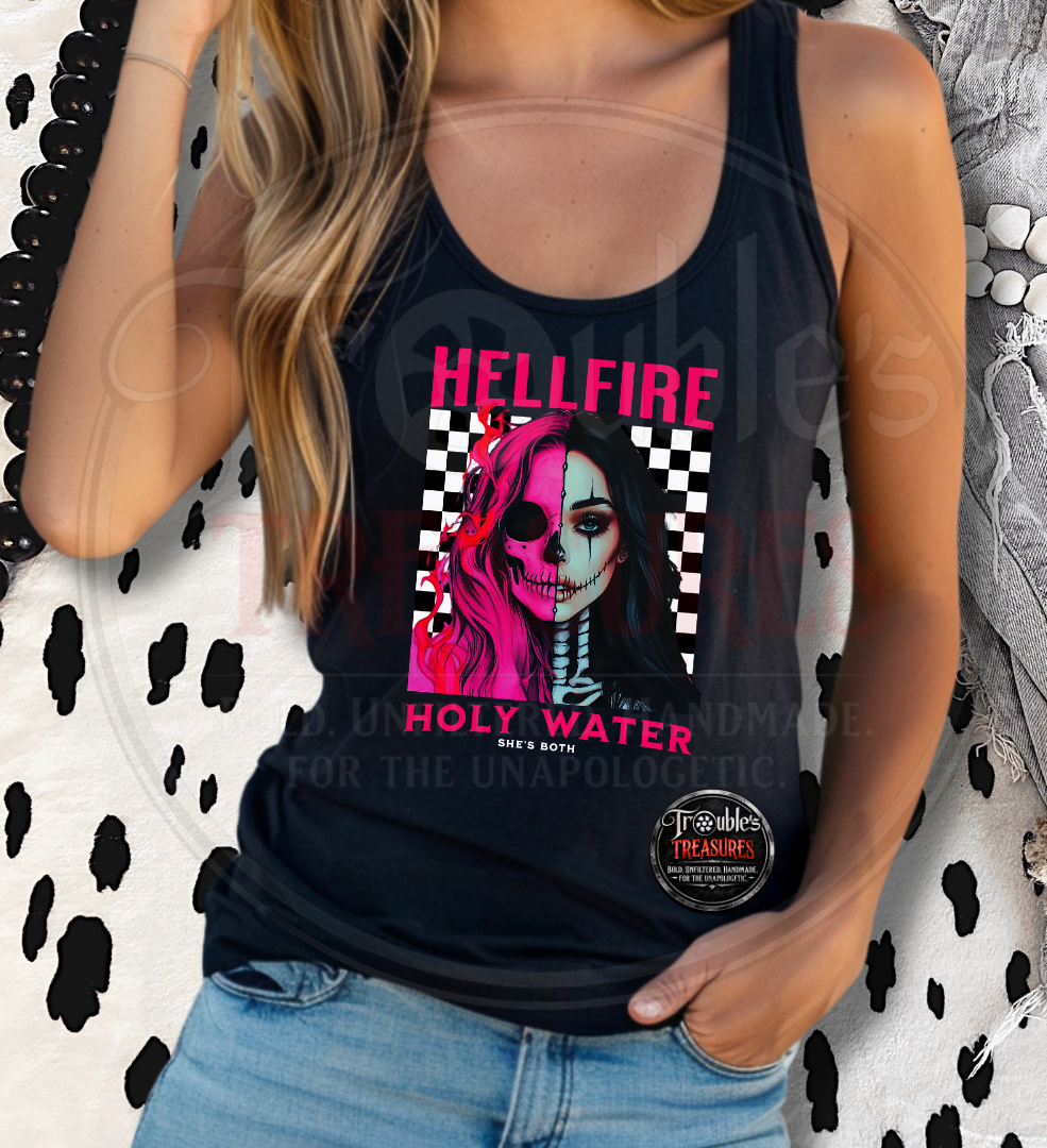 Hellfire and Holy Water Ladies Racerback Tank